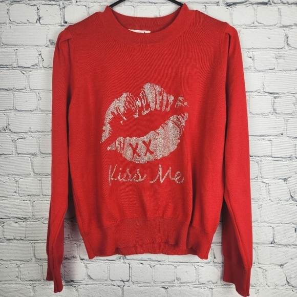 Nanette Lepore Sweaters - NWT Nanette Lepore Size M Red Kiss Me Sweater